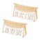 Clear Makeup Bag, 2 Pcs Boho Straw Woven Cosmetic Bags Set, Transparent PVC Travel Makeup Pouch, Waterproof Chenille Letter Patch Stuff Bag for Women (SKIN+SUN)