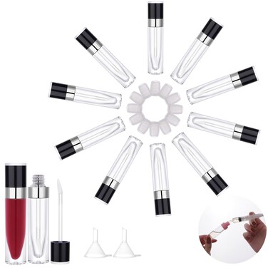 YITOU Thick Empty Lip Gloss Tubes with Wand 10 pack, 6.4ml Lip Balm Cosmetic Containers with Rubber Stopper Bulk Mini Split Bottle for DIY Lipstick Lip Glaze Foundation, Beauty Making Kit Cheaper