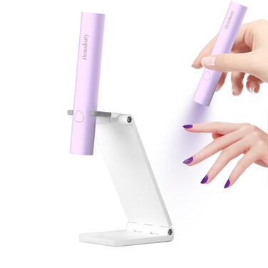 UV Light for Gel Nails, Denabuty Mini U V LED Nail Lamp Handheld with Stand, Portable Nail Dryer Rechargeable USB Cordless, Nail Light with 2 Timers for Fast Drying, Violet