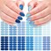 DANNEASY 12 Sheets Nail Polish Stickers Full Nail Wraps for Women Solid Color Fingernails Wraps Self Adhesive Nail Polish Strips Gel Nail Strips with Nail File, Cuticle Stick - Blue