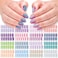 DANNEASY 16 Sheets Mermaid Color Nail Wraps Gel Nail Polish Stickers Self Adhesive Nail Polish Strips Ombre Fingernail Sticker Nails for Women with Nail File, Cuticle Stick