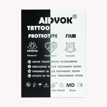 Adult Waterproof Tattoo aftercare Dressing Transparent Film Dressing 50 Pre-Cut Sheets 5.9 x 7.8 Inch Tattoo Cover Up Tape Second Skin Care Cover up Elastic Healing Recovery derm Shield