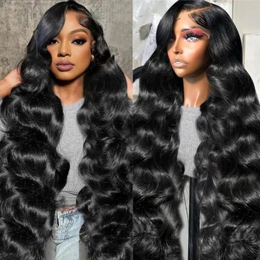 Lemoda 13x6 Full Lace Frontal Wig 200% Density Body Wave Lace Front Wigs Human Hair HD Transparent Lace Wig Pre Plucked with Baby Hair 14A Brazilian Virgin Human Hair Wigs for Women 24 Inch