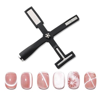 AUONY 5 in 1 Nail Magnet Tool for Cat Eye Nails, Multi-Function Magnetic Stick Cat Eye Gel Polish Nail Art Design Tools for Salon, Studio or Home Nail DIY