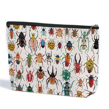 ZHAMEN Colorful Insect Makeup Bag, Beetle Bug Lover Gifts Cosmetic Bag, Gardening Gifts for Women Female Friends Daughter Niece, Future Entomologist Toiletry Bag for Christmas Halloween Birthday