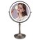 10" Lighted Makeup Mirror with Magnification, 1X/10X Double Sided Magnifying Lighted Vanity Mirror, 360 Rotation, 3 Colors Dimmable Rechargeable Makeup Mirror with 96 LED Lights Grey