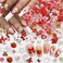 100pcs Pink Red Strawberry Flower Nail Charms Cherry Rose Camellia Butterfly Nail Art Charms Heart Bow Charms for Nails Design Nail Bows Resin Accessories Moon Star Nail Jewels for Nail Art Supplies