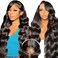 13x6 Lace Front Wigs Human Hair Pre Plucked HD Transparent Lace Frontal Wigs Human Hair 200 Density Body Wave Glueless Human Wigs with Baby Hair for Women 24 Inch
