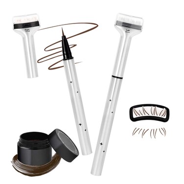 Lower Lash Stamp Lower Eyelash Stamp with Ink Waterproof&amp; Lasting 2 in 1 Eyeliner Reusable Bottom Eyelash Stamp Quick Eye Makeup Tool DIY at Home for Beginners (Brown)