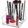 Clear Acrylic Makeup Brush Organizer,Multi-Purpose Cosmetic Brushes Storage Holder with 3 Slots,Pencil Pen Holder for Desk,Desk Organizer and Accessories for Vanity