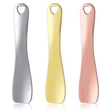 3 Pack Mini Metal Makeup Spatula Skin Care Cosmetic Spoon Reusable Applicator Tool Beauty Scoop Spatula for Face Mask Cream Lotions