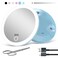 Travel Magnifying Mirror with Light 30X, 4inch Rechargeable Lighted Magnified Mirror with Suction Cups, Small Magnifying Mirror 30x High Magnification Compact Pocket Makeup Mirror with Scissors, Blue
