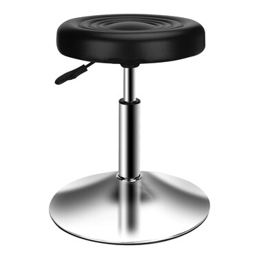 QiCheng&amp;LYS Round Office Stool Chair Adjustable Height Sit Stand Stool 360 Stool,for Office Home Kitchen Beauty Slip Stool Wheelless Stool - Black