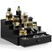 Cologne Organizer for Men, 4 Tier Perfume Organizer with Felt Lining Drawer and Hidden Compartment, Wood Cologne Stand for Watch Jewelry, Black Cologne Perfume Display Holder, Great Gifts for Men