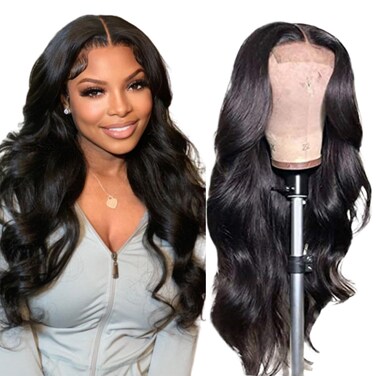 4x4 Lace Front Wigs Human Hair Pre Plucked with Baby Hair 150% Density 18 Inch Body Wave Brazilian Virgin Frontal Human Hair Wigs 4x4 Glueless HD Lace Closure Wig Human Hair for Women