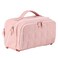 Travel Makeup Bag Organizer Cosmetic Bag for Women,Waterproof Toiletry Bag Quilted Makeup Travel Bag for traveling women,Large Make Up Bag with 3 Compartments,Flat-Opening,Pink (Patented)