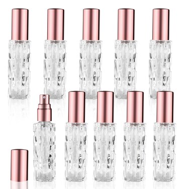 10 Pack 10ml Glass Perfume Bottles Refillable Fine Mist Spray Atomizer Travel Size Fragrance Bottles with Sprayer for Perfume Essential Oil Liquid Cosmetic