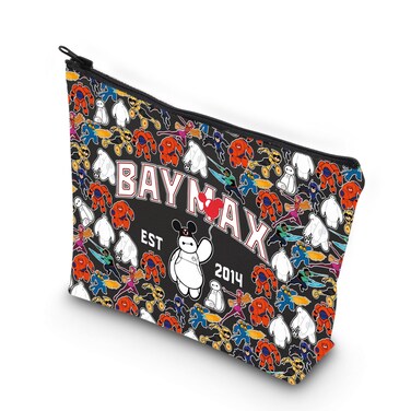 VAMSII Animated Film Merchandise Gift Baymax Est 2014 Zipper Pouch Makeup Bag Gift Movie Fans (BLK-B-MAX 2014)