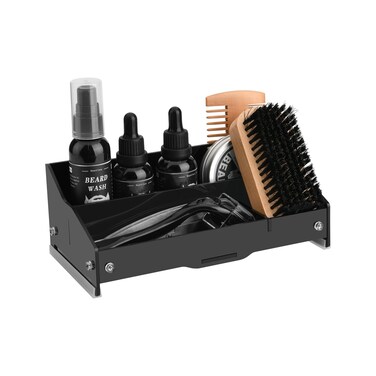 Beautyflier Beard Growth Kit Organizer Case, Acrylic Stand Holder for Men Grooming Kit, Beard Set Storage Holder, Anniversary &amp; Birthday Gifts for Him Boyfriend Husband Dad, Black (Holder Only)