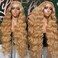 UMEGOOD 200% Density Honey Blonde Wig Human Hair 13x6 HD Transparent Lace Front Wigs Human Hair Hair Pre-Plucked 13x6 Blonde Body Wave Glueless Light Brown Lace Front Wigs Human Hair