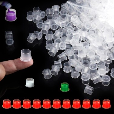 Tattoo Ink Caps with Base - Romlon 1000PCS Tattoo Ink Cups #11 Disposable Ink Caps Small Tattoo Caps for Ink Pigment Ink Caps Tattoo Cups Tattoo Ink for Tattoo Ink Kit, Tattoo Supplies
