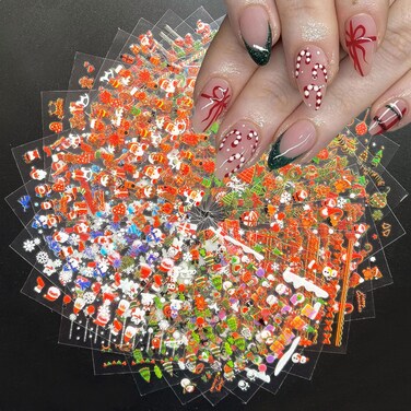 30 Sheets Christmas Nail Art Stickers 3D Self-Adhesive Santa Claus Tree Nail Stickers for Nail Art Snowman Elk Nail Art Stickers Winter Nail Decals Xmas Design Nail Decals for Nail Art for Women