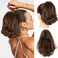 KooKaStyle Ponytail Extension, 10" Short Claw Clip in Pony Tails Hair Extensions Curly Wavy Synthetic Drawstring Hairpieces for Women(Mocha Brown)