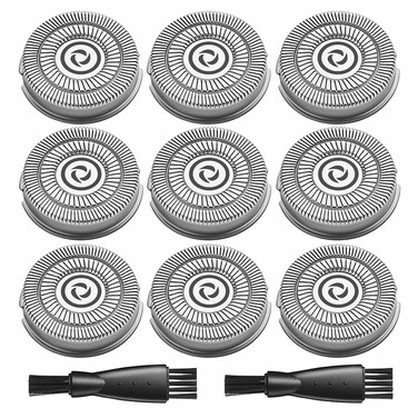 Shaver Replacement Heads Compatible with MAX-T Electric Razor RMS7109, MAX-T Electric Shaver RMS8101, 9 MAX-T Replacement Blades for Max T Shaver, 2 Cleaning Brush