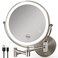 Magnifying Mirror with Lights 1x/15x: 8.5" Double Sided Wall Mounted Lighted Makeup Mirror for Bathroom, Brushed Nickel