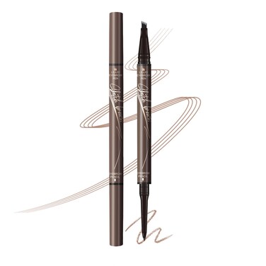 Dual-Ended Microfilling Eyebrow Pen, Liquid Eyebrow Pen with 4 Micro Brush-Tip Applicators &amp; Brow Defining Pencil with Precision Tip (Chestnut)