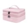 Makeup Bag, Portable Cosmetic Bag, Travel Makeup Organizer With Handle and Divider, Double Layer Large Organizer Bag, Adjustable Dividers and Brush Organize area- Pink (makeup bag-small)