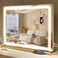 Gold Vanity Mirror with Lights, 32" x 22" Large Lighted Vanity Mirror with Dimmable 3 Modes, LED Makeup Mirror, 10X Magnification, USB Charging Port, Tabletop or Wall-Mounted
