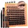 Focipeysa Thick Lash Extension Kit Fluffy Lash Clusters 40P Eyelash Extension Kit DIY Lash Extension Kit with Bond and Seal Glue, Lash Applicator DIY at Home for Beginner (40P 10-18MM)