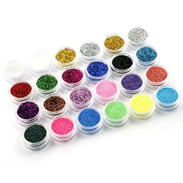 24 Color Body Glitter Set, Fine Nail Glitter, Suitable for Holiday Makeup, Cosmetics, Cosmetic Glitter for Body Nails Face Hair Eyeshadow Lip Gloss Making