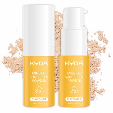 KYDA 2 Pcs Mineral Dry Shampoo Sunscreen Powder, for Scalp &amp; Hair, SPF 35 PA++, Scalp Sunscreen Powder, Broad Spectrum UV Protection, Lightweight, No-Greasy, 0.71 Oz.