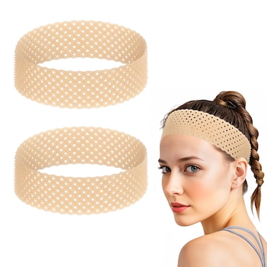 TIESOME Adjustable Silicone Wig Headband Grip, 2 PCS Wig Grip Band Adjustable Elastic Fixed Non Slip Wig Straps Women Men Wig Bands Sweat-Proof Hold Wig Cap Hairband for Keeping Wig in Place(Beige)