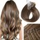 Sisily Micro link Human Hair Extensions, Ombre Chocolate Brown to Caramel Blonde Balayage Micro Loop Ring Hair Extensions, Soft Micro bead Hair Extensions Cold Fusion Stick Tipped Straight