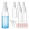 Spray Bottles, 2.7oz/80ml Clear Empty Fine Mist Plastic Mini Travel Bottle Set, Small Refillable Liquid Containers with 2pcs Funnels and 24pcs Labels (6 Pack)