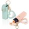 Ouligay 2 Pieces Leather Chapstick Holder Key Chain Portable Keychain Chapstick Holder Lip Balm Keychain Holder for Women Party,Holiday Gifts (Green, Pink)