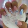 Short Square False Nails French Butterfly Press on Nails Full Cover Fake Nails Acrylic Blue Nails Tips for Women and Girls 24PCS