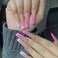 Long Press On Nails- Pink French Fake Nails Coffin False Nails Acrylic Full Cover Tips for Wonen and Girls 24 PCS