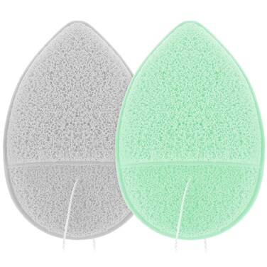 2 PCS Facial Sponge Konjac Glove Bath Sponge Gentle Exfoliating Pads Wash Reusable Puff for Daily Face Deep Pore Cleansing Blackheads Dead Skin, Makeup Remover (Gray, Green)