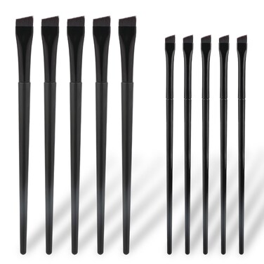 10Pcs Angled Eyeliner Brush Set Black Eyebrow Brush Eyeliner Brushes Fine Point Good Makeup Tools for Women
