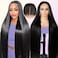 250 Density HD Lace Front Wigs Human Hair 24 Inch Glueless Pre Plucked Bleached Knots Lace Front Wig 15A Grade Real Full Frontal Wigs 13x4 Straight Lace Front Wigs Human Hair for Black Women