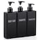 Segbeauty Square Soap Dispenser Black, 3pcs 16.9oz Refillable Shampoo and Conditioner Bottles, 500ml Empty Reusable Plastic Pump Bottle Bathroom Shower Dispenser Set for Body Wash Liquid Gel Lotion