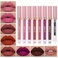 QiBest 7Pcs Matte Liquid Lipstick and 1Pcs Lip Plumper Makeup Set, Pigmented Waterproof Halloween Lip Make Up Valentine's Gift Lip Gloss Sets Long Wearing Velvet Lip Kit for Teens &amp; Women