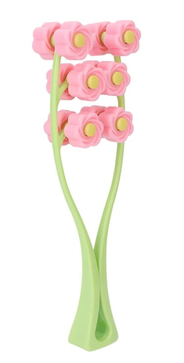 Face Roller Massager V Jaw Massager Shaped Face Roller Massager Double Clips Massager Roller for Skin Tightening Rejuvenate Beauty Tool Face Facial Roller Massager (Pink)