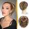 RUWISS Real Human Hair Ponytail Extension Comb Clip in Drawstring Ponytail Hairpieces for Daily Use Short Natural Loose Deep Wave Ponytail with Comb for Women, 9inch Brown Mixed Light Blond Pony Tails