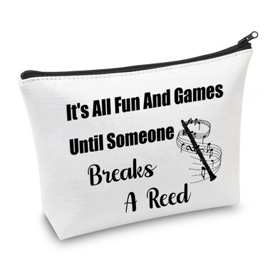 CMNIM Clarinet Gifts For Girls Band Gift For Clarinet Lover Makeup Bag It's All Fun And Games Until Someone Breaks A Reed Gift Bag (Clarinet Makeup Bag)