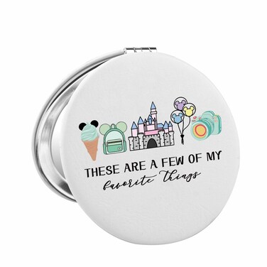 Vacation Trip Gift Fairytale Fans Makeup Mirror Mouse Family Trip Snacks Pocket Mirror Magic Kingdom Gift Mouse Ice Cream Pocket Mirror (Mouse Things Mirror)